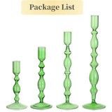 Qfdian  3Pcs Glass Candlestick Holders Glass Taper Candle Holders Groovy Wavy Elegant Candle Stick for Home Party Decoration