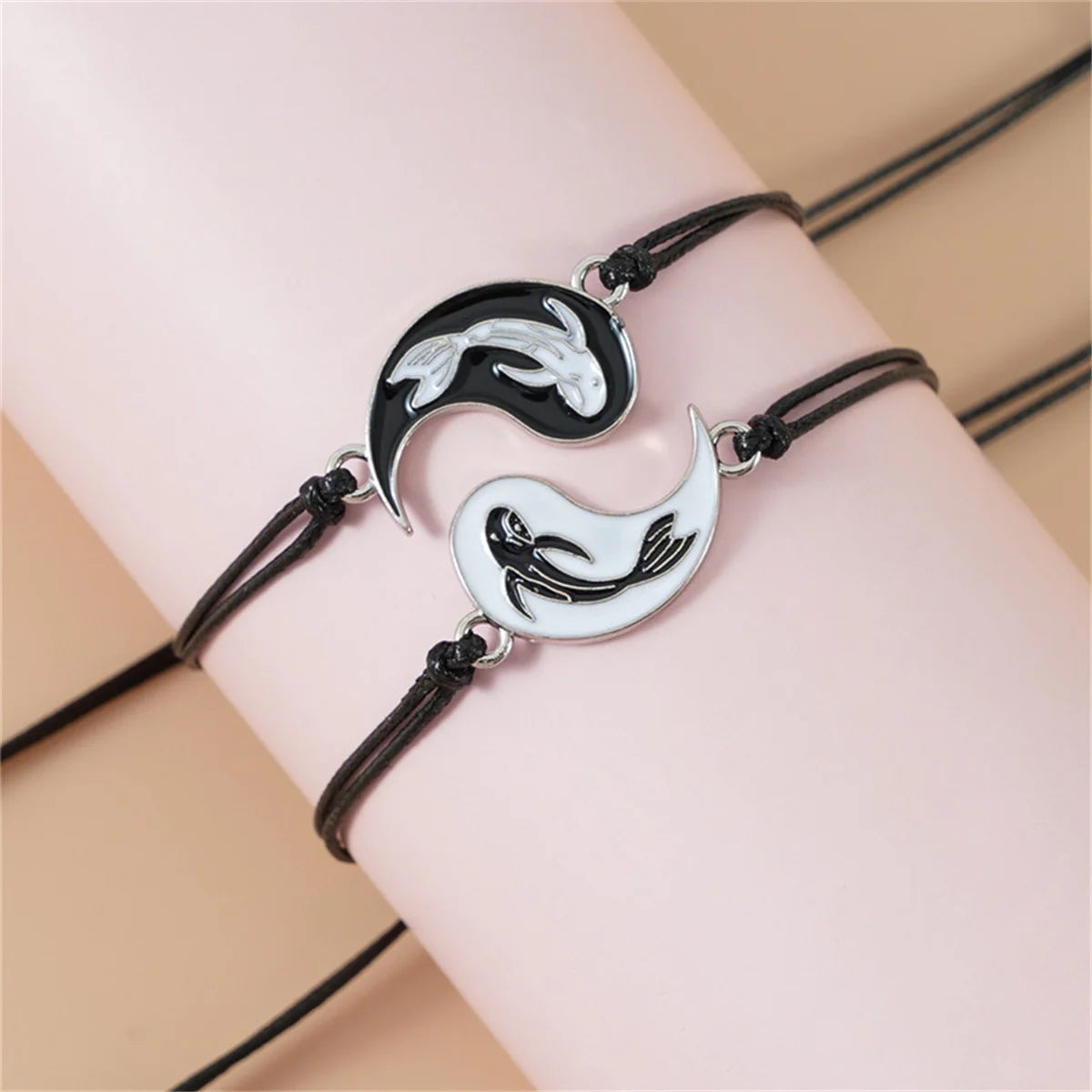 2Pcs/Set Charm Tai Chi Yin Yang Handmade Woven Bracelet Couple Distance Natural Stone Beads Bracelet Best Friends Lovers Jewelry