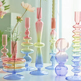 Qfdian Candlestick Holder Glass Candle Holder for Candlestick Dinner Party Wedding Centerpieces Table Decoration Home Decor
