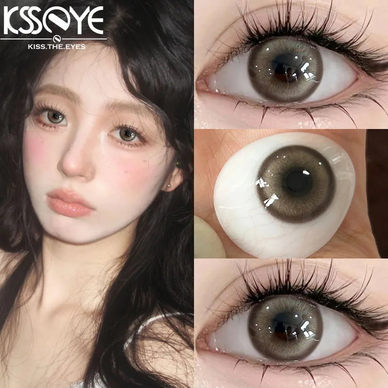 Qfdian 2PCS New Product Colored Contact Lenses Myopia Degree Korean Lenseses Soft Lens Eye Beauty Pupil ﻿Black Brown Lense ﻿