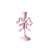 Qfdian French Retro Pink Bow Candle Holder Decoration Dining Table Club Villa Decoration Crafts Wedding Photography Candle Props