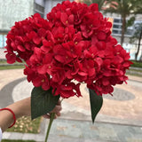 Qfdian  5 Heads Hydrangea Bouquet Silk Artificial Flowers for Party Wedding Living Room Decoration Accessories Home Decor Fake Flowers