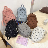 Qfdian Corduroy Small Backpack for Girls, Fashionable and Versatile, Cute Bow Tie Small Backpack, Simple Backpack