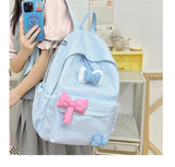 Qfdian Streetwear Travel Backpacks for Women Students Fashion All Match Trendy Schoolbags Sweet Y2k Aesthetic Plaid Kawaii Bow Backpack