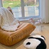 Qfdian Cute Panda Wool Fluffy White Carpet Kitchen Living Room Home Decoration Carpet Children Bedroom Sofa Entrance Door Mat