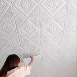 Qfdian 70 * 70cm ceiling wallpaper wall sticker 3D brick self-adhesive waterproof and moisture-proof  foam wallpaper home decoration