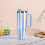 Qfdian  Thermal Bottle With Straw Handle and Lids Drinkware Hot Cold Stainless Steel Thermos Portable Car Coffee Cups Thermal Mug