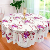 Qfdian  New Round Dining Table Cloth Waterproof Oil-proof and Scalding-proof Leave-in Printed Tablecloth Lace Home Living Room Thickened