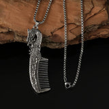Qfdian  Retro hip-hop dragon phoenix multifunctional practical comb pendant, couple necklace jewelry, punk new gothic party gift