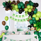 Qfdian  137 Pcs Green and Brown Balloon Arch Garland Kit with Black Dark Lime Green Balloons for Jungle Video Game Theme Birthday Party