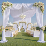 Qfdian 1Panel White Backdrop Ceiling Drapes Wrinkle Free Tent Rod Pocket Curtains Fabric for Wedding Ceremony Birthday Party Decoration