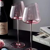 Qfdian  Pink Crystal Wine Glasses Slanted Mouth Goblets  Ideal Valentine'S Day Gift Bars & RestaurantsDay Wine Wine Glasses for Couples