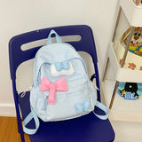 Qfdian Streetwear Travel Backpacks for Women Students Fashion All Match Trendy Schoolbags Sweet Y2k Aesthetic Plaid Kawaii Bow Backpack