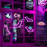 Qfdian  Halloween Ghost Shaped LED Neon Light USB Rechargeable Battery Powered Night Lamp for Wall Window Door Decor Romantic Atmosphere