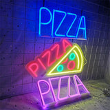 Qfdian  Pizza Neon Sign Decor Open Neon Sign Wall Decor Pizza Neon Sign Indoor LED Nightlight Sign for Store Handmade Business Sign