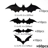 Qfdian  Halloween Bats Decorations,3D Pvc Bat on The Wall,Black Bats Wall Stickers,Halloween Scary Props Party Supplies DIY Decoration