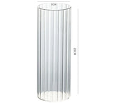 Qfdian Ribbed Glass Hurricane Candle Holders Home Decor Pillar Candles Glass Vase Floating Candle Wedding Ornaments