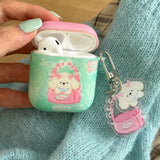 Qfdian New Korea Popular Cartoon Cute Funny Pink Dog Cover TPU Case For Airpods Pro 2 Airpods 1 2 3 Pro 3nd Wireless Earphone Case