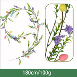 Qfdian  Spring Eggs Easter Eggs Wreath Rattan Creative Artificial Garland Hanging Pendants Front Door Porch Farmhouse Holiday Home Decor