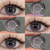 Qfdian  1 Pair Myopia Fashion Lens Prescription Colored Contact Lenses Beauty Pupils Purple Eye Lenses Blue Eye Color Lenses