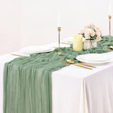 Qfdian Beige Table Runner Gauze Cheesecloth Rustic Sheer Boho Wedding Decoration Tablecloth Baby Shower Christmas Birthday Party Decors