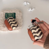 Qfdian Simple Coffee Color Striped Transparent Earphone Case For AirPods 2 3 4 TPU Protective Cover For AirPods Pro 2 Case Love Pendant