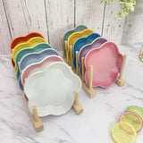 Qfdian Plum Blossom Small Plate 5.5Inches 14cm Rainbow Sauce Plate Flower Shaped Pet Gradual Spike Bone Plate Tableware Ceramic Dishs