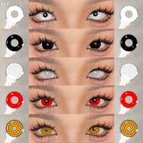 Qfdian 1 Pair Cosplay White Colored Contact Lenses Black Lenses Halloween Beauty Makeup Lens Vampire Red Lenses Anime Colorcon