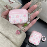 Qfdian Sweet Pink Strawberry Grid  Pattern Cute Transparent Fruit Pendant Earphone Protection Case For AirPods 1 2 3 4 Pro 2 Soft Cover