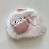 Qfdian  cute light pink white star angel wings for AirPods fourth generation earphone case airPodspro1/2 generation Apple 3rd