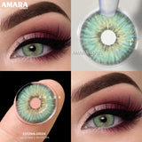 Qfdian 1 Pair Colored Contact Lenses Natural Look Colorful Eyes Lenses Yearly Cosmetic Makeup Eye Green Contacts Lens Gray Lense