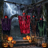 Qfdian  1PC Halloween Luminous Electric Skeleton Voice Controlled Sound Prop Haunted House Decor Hanging Ghost Horror Decoration