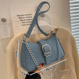 Qfdian Small Design Jeans Bag Women's New Cross-Shoulder Bag Shoulder Canvas Bag Crossbody Bags for Women CHAINS Сумка Женская