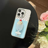 Qfdian 3D Ice Cream Stand Holder Phone Case For Iphone 16ProMax 13 14 15 16 Pro Max 16Pro 15ProMax 15Pro 14Pro Cover Fundas