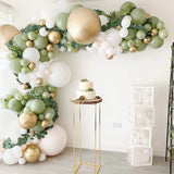 Qfdian  Sage Green Balloons Garland Arch Kit Retro Olive Green White Gold Confetti Latex Ballon Wedding Baby Shower Party Birthday Decor
