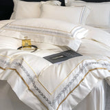Qfdian 100% Egyptian Cotton Luxury Embroidery Hotel Style Bedding Set Queen King Size Duvet Cover Set Bed Sheet/Fitted Sheet Pillowcase