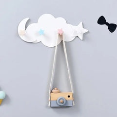 Qfdian Cloud Shaped Hooks Star Moon Cloud Shape Nail-free Wall Clothes Hooks Room Decorative Key Hanging Hanger Kitchen Storage Hook