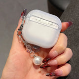 Qfdian  Bling Glitter Soft TPU Earphone Case with Keychain for Airpods Pro 2 Generation Air Pods 4 2024 3 2 1 3rd Gen 3D Butterfly Cover