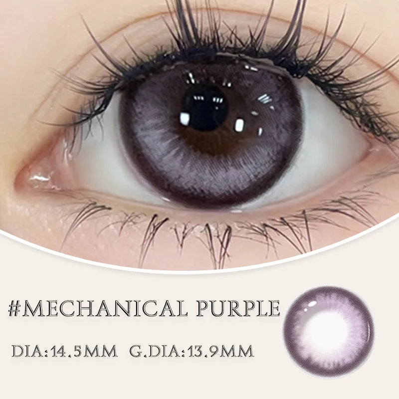 Qfdian 2Pcs Best Selling Color Contacts Lenses Myopia Degree -0.00 to -8.00 Purple Series Soft Lens Contact Lenses with Natural