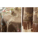 Qfdian  European Dustproof Tassel Table Cloth Embroidery Tablecloth Round Dining Desk Retro Table Cover Cloth Living Room Decor