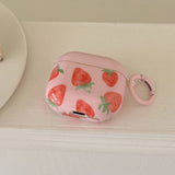 Qfdian Korea Cute Pink Strawberry Pattern Silicone Earphone Case for AirPods Pro 2 AirPods 4 AirPods 1 2 3 Soft Protection Cover Coque