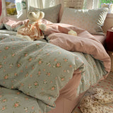 Qfdian  Princess Bedding Set Korean Style Soft Bed Sheet Set Queen King Size Duvet Cover Set No Filling With Pillowcase Bedroom Decor
