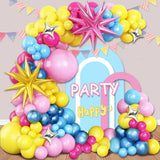 Qfdian  125Pcs Pink Yellow Blue Balloons Arch Set, for Student Bridal Shower Birthday Party Wedding Anniversary Christmas Decoration