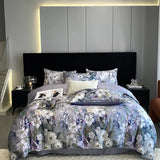 Qfdian 1000TC Egyptian Cotton Flowers Plant Prints Bedding Set Single Double Queen King Size Duvet cover Set Bed Sheet Pillowcases 4Pcs