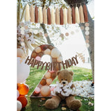 Qfdian  Brown Neutral Happy Birthday Banners with Green Leaf  Decorations Beige Boho Paper Tassels Circle Garland  Hanging Streamers