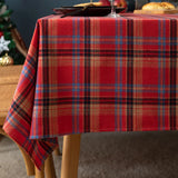 Qfdian Checkered Christmas Tablecloth Oblong Red Retro Plaid Table Cloth Stain Resistance Winter Xmas Holiday Party Kitchen Table Cover