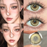 YIMEIXI 1Pair Color Contact Lenses for Eyes Green Eye Lenses Yearly Use with Prescription Myopia Soft Blue Lenses