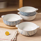 Qfdian  Japanese Double Ear Soup Noodle Bowls, Household Kitchen Restaurant Supplies, Tableware, Salad Fruit Soup Phnom Penh Bowls , 1Pc