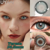 Qfdian  1 Pair Colored Contact Lenses Natural Brown 14.5mm Big Eyes Contacts Cosmetics Green Eye Color Lens Gray Lens Women Makeup