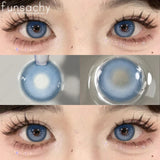 Qfdian  2pcs Myopia Lenses Black Color Contact Lenses with Prescription Degree 14.5mm Natural Soft Contact Lens for Eyes Yearly